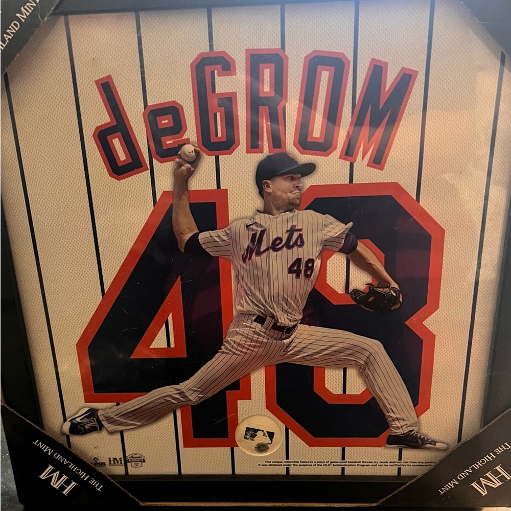 NYM Jacob deGrom Game-Used Baseball Plaque HM